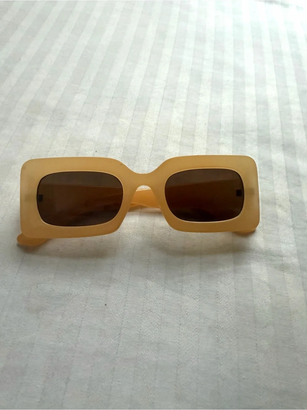 Y2K Cream Yellow Chunky Square Sunglasses - Vintage Style